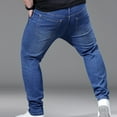 thumbnail image 4 of USNSM (XXL-5XL) Men's Plus Size Stretch Jeans Mid Rise Button Zipper Jeans Big and Tall Straight Loose Pocket Denim Pants Blue XXXXXL, 4 of 9