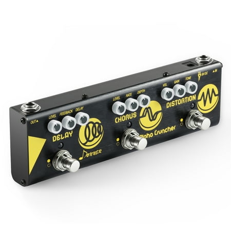 - Donner Multi Guitar Effect Pedal Alpha Cruncher 3 Type Effects Delay Chorus Distortion Pedal with Adapter