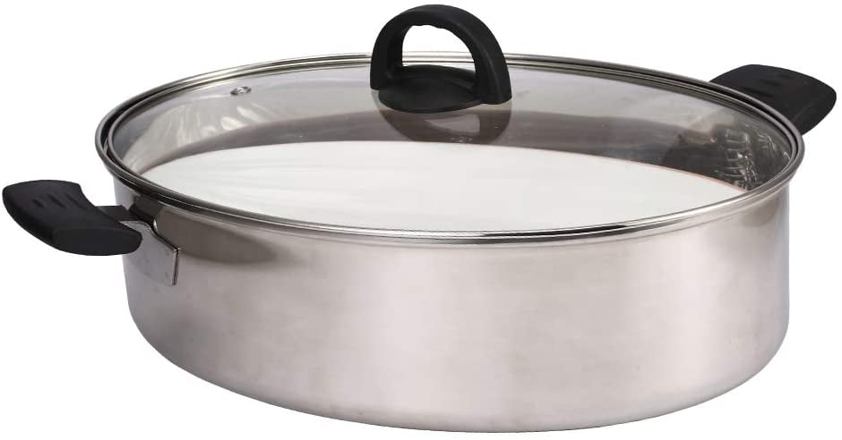 8Qt Stainless Steel Fish Steamer Pasta Pot/Stockpot for Steaming Fish Roast Turkey Boiling Soup Chuck Multi-Use Oval Roasting Cookware & Hotpot with Rack Ceramic Pan