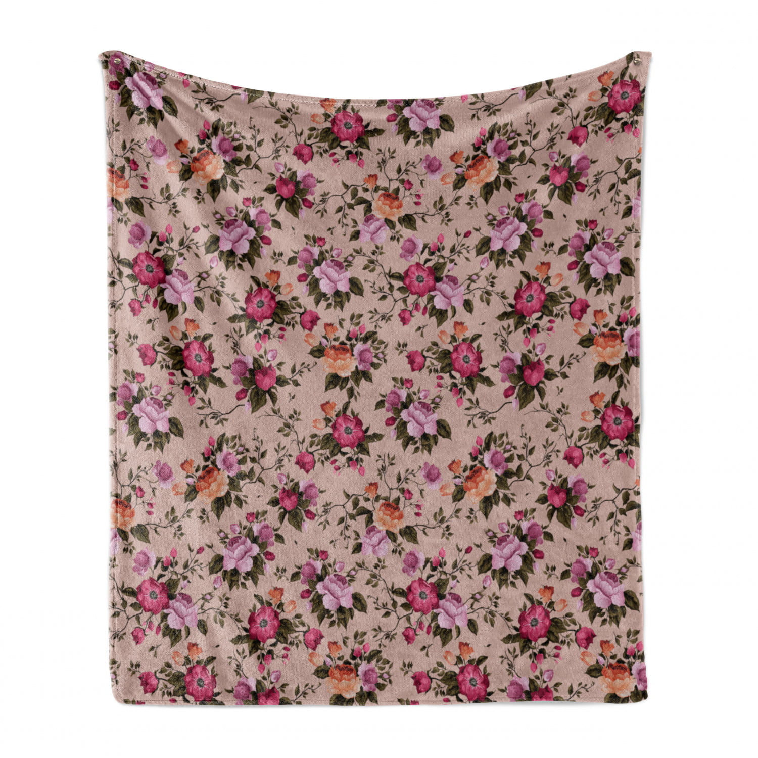 Rose Pale Orange Print of Pastel Pink Tones Roses Butterflies Romantic Design Composition 60 x 80 Ambesonne Landscape Soft Flannel Fleece Throw Blanket Cozy Plush for Indoor and Outdoor Use