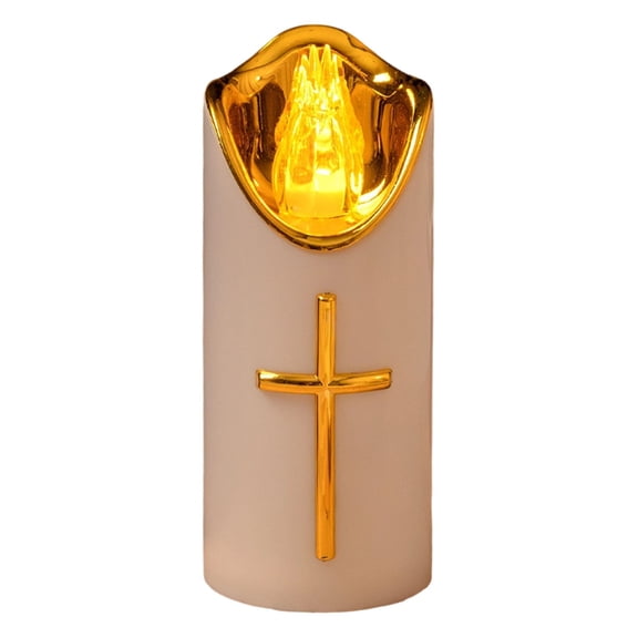 LED Votive Candle Memorial Light –Battery Operated Safe Candles for Holidays, Weddings, Parties, Home, Table, Mantel Decor, Reusable Cemetery Remembrance Eternal Candle – HOLY Cross