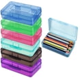 thumbnail image 1 of Paquete de 2 organizadores de caja de lápices de plástico | Estuche de almacenamiento apilable de gran capacidad con tapa hermética | Plástico transparente y duradero para material de oficina, 1 of 2