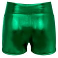 thumbnail image 7 of Aiihoo Women's Shiny Metallic Shorts High Waist Dance Booty Shorts Hot Shorts Yoga Shorts Green L, 7 of 7