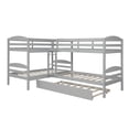 thumbnail image 5 of Twin L-Shaped Corner Bunk Bed and Loft Bed with Trundle Solid Wood Twin Bunk Bed Loft Bed with Guardrail, 5 Bed Bunk, 5 of 7