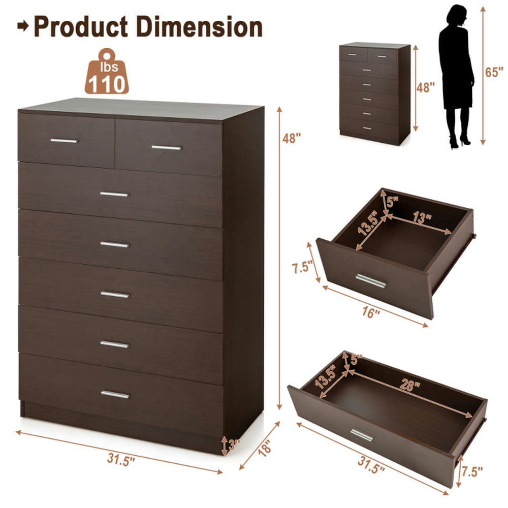 Finihen Dresser, Storage Dresser, Wooden Chest of Drawers with Anti-toppling Device and Metal Handles, for Living Room, Bedroom, Entryway, Espresso Finihen Dresser, Storage Dresser, Wooden Chest of Drawers with Anti-toppling Device and Metal Handles, for Living Room, Bedroom, Entryway, Espresso