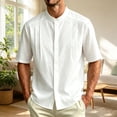 thumbnail image 6 of Stamzod Mens Summer Shirts 2026 Stand Collar Short Sleeve Dress Shirt Casual Work Wedding Button Up Shirt White XXXL, 6 of 10