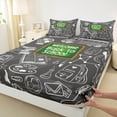 thumbnail image 3 of jejeloiu School Theme Bed Sheets,Cartoon Hand-Painted King Sheets,Green Gray White Sheet Set For Kids,Ultra Soft Home Decor,4 Pieces, 3 of 7