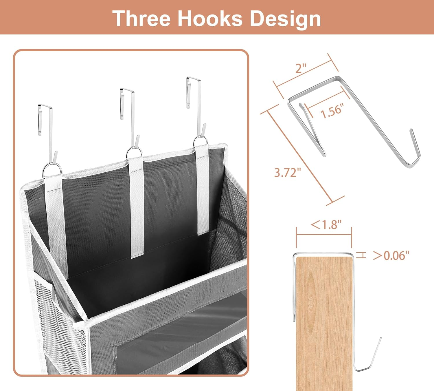 VONGEM Over-the-Door Organizer 5-Tier 2-Pack Grey photo 7