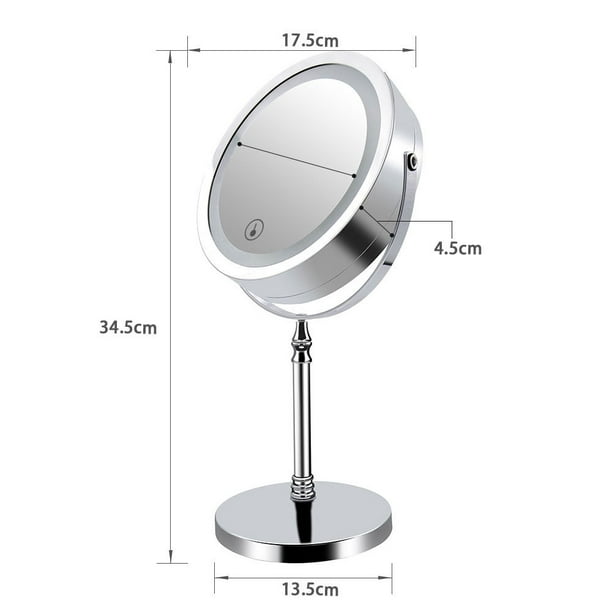 7inch LED Maquillage Miroir avec Lumière 360 degrés Rotatif Double Face  Miroir Éclairé Portable Loupe Vanity Miroir