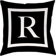 IDG Classic Block Monogram Decorative Pillow - Black