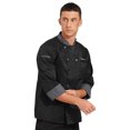 thumbnail image 4 of iEFiEL Mens Chef Coat Long Sleeve Kitchen Cooking Uniform Jacket with Chest Arm Pockets Black 4XL, 4 of 7