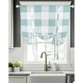 thumbnail image 5 of Aqua Plaid Tie Up Curtains for Window, Thermal Insulated Balloon Shade Adjustable Rod Pocket Curtains Valance Panels for Kitchen Bathroom Cafe 52 x 45 Spring Summer Farmhouse Buffalo Checkered, 5 of 6