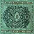 thumbnail image 1 of Ahgly Company Indoor Square Medallion Turquoise Blue Traditional Area Rugs, 5' Square, 1 of 4