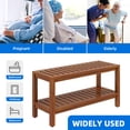 thumbnail image 4 of Uforic 36" Shower Seating Bench with Storage Shelf, Teak Wood Shower Stool with Non-Slip Pads, Brown, 4 of 10