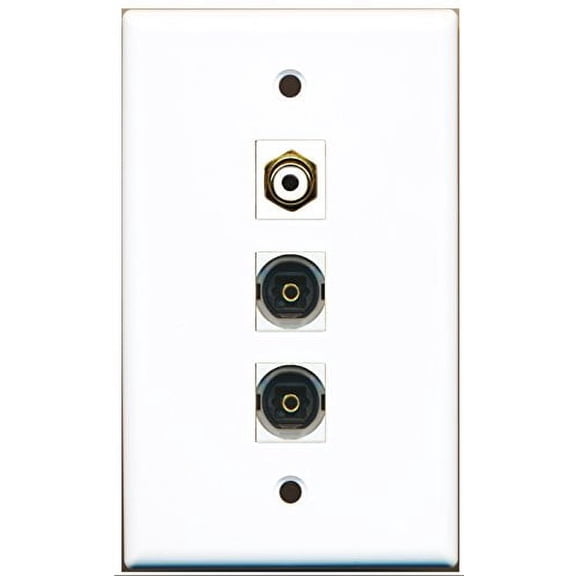 RiteAV - 1 Port RCA White 2 Port Toslink Wall Plate