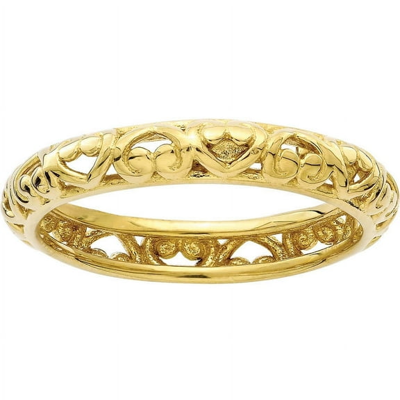 Stackable Expressions Sterling Silver Gold-plated Carved Ring