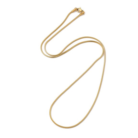 Ion Plating(IP) 304 Stainless Steel Square Snake Chain Necklaces with Lobster Claw Clasps Real 18K golden Plated 19.92 inch(50.6cm) 1.5mm