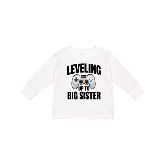 Inktastic Leveling up To Big Sister Girls Long Sleeve Toddler T-Shirt
