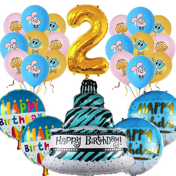 The Amazing World of Gumball Balloons Party Supplies 2nd Big Number Decorations Decor Kit Birthday