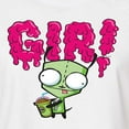 thumbnail image 3 of Invader ZIM - GIR Drinking and Sticking Tongue Out - Juniors Cropped Cotton Blend T-Shirt, 3 of 5