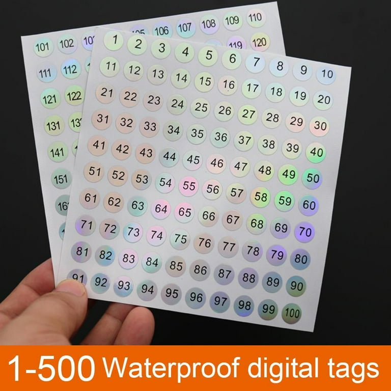 15 Sheets 1-500 Small Number Stickers Round Self-Adhesive