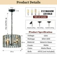 thumbnail image 3 of Modern Matte Black Drum Chandelier 4-Light Art Glass Pendant with Adjustable Chain for Any Indoor Setting, 3 of 6