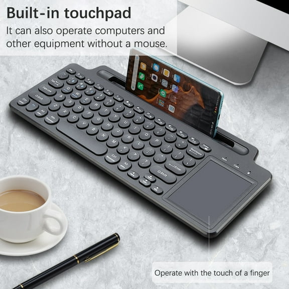 2.4G Wireless & Bluetooth Keyboard with Touchpad Mouse,Membrane Keyboard with Number Pad & Card Slot Bracket, Compatible with iOS/Android/PC/Laptop/TV Box