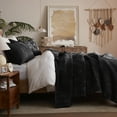 thumbnail image 3 of Velvet Quilt Oversized California King-120''x120'', Lightweight Black Velvet Comforter Set with 2 Pillow Shams, Soft Oversized Cross Stitch Bedspread Coverlet Quilted Bedding Set for All Season, 3 of 7