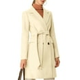thumbnail image 3 of Allegra K Women's Notch Lapel Double Breasted Belted Mid Length Trenchcoat, 3 of 7