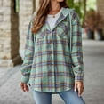 thumbnail image 6 of Baberdicy Womens Shirts Women's Fall Casual Hoodie Long Sleeved Plaid Shirt with Pocket Blouses for Women Green, 6 of 7