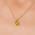 thumbnail image 3 of Gem Stone King 14K Yellow Gold Yellow Citrine Pendant Necklace for Women | 3.52 Cttw | Gemstone November Birthstone | Round 10MM | With 18 inch Chain, 3 of 6