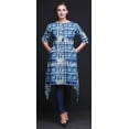 thumbnail image 2 of Bimba Blue Print Shibori Women Kurtas Ethnic Printed Asymmetric Summer Wear Tops For Women Large, 2 of 6