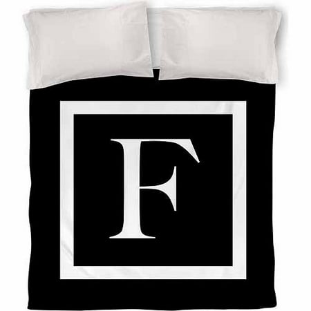 IDG Classic Block Monogram Duvet Cover, Black