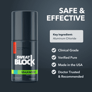 SweatBlock Antiperspirant Deodorant System - MAXIMUM CLINICAL STRENGTH for Men & Women - Hyperhidrosis Aid Up for to 7-Day Sweat Control - Roll-On 1.2 fl oz + 48-Hour Odor Protection Stick 2.7oz
