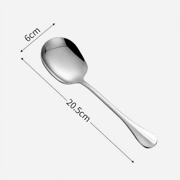 JeashCHAT Large Stainless Steel Spoon Serving Spoon Fruit Spoon Watermelon Spoon Long Handle Soup Spoon Dinner Spoon Flatware, Dishwasher Safe