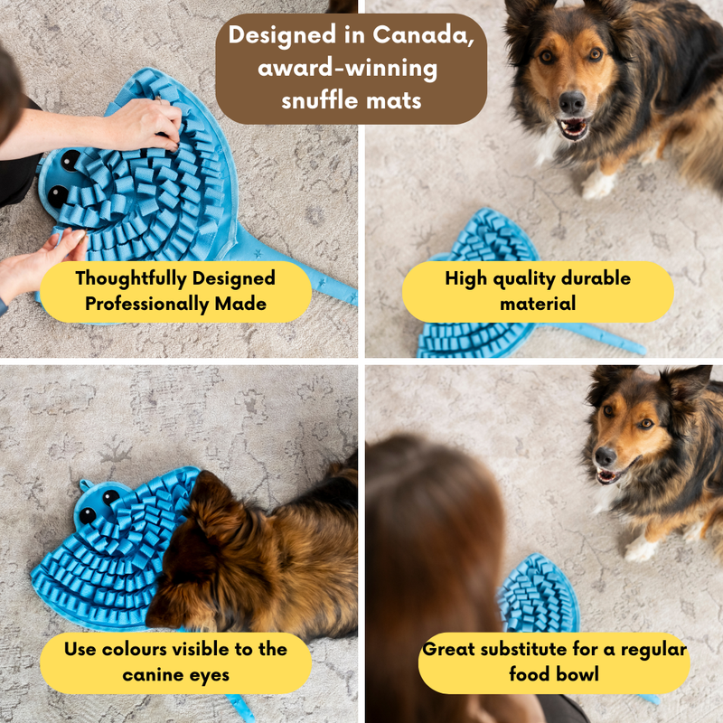 LUVMYFIDO Stingray Enrichment Foraging Snuffle Mat for Dogs, Dog Puzzle Toy, Slow Feeder