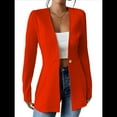 thumbnail image 3 of Chaqueta de Traje Informal de Oficina para Mujer, de Larga, con un Botón y Abertura Frontal, con Diseño de Gofre Gran Rojo M, 3 of 8