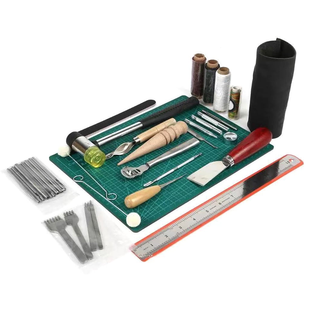 ZPAQI 69 Pieces/Set Leather Craft Working Tools Stitching Punching Engraving Tools Useful Leathercraft Equipment Accessories