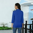 thumbnail image 5 of Womens Mid Neck Blouse 3/4 Length Sleeve Loose Fit Top Cute Comfortable Shirt for Everyday Casual Outfits Dark Blue 2XL, 5 of 8
