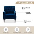 thumbnail image 6 of Upholstered Armchair Set of 2 Velvet Lounge Accent Chair Single Sofa Button Nailhead Wooden Legs Living Room Bedroom Navy, 6 of 6