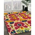 thumbnail image 3 of Ahgly Company Machine Washable Indoor Round Abstract Red Area Rugs, 5' Round, 3 of 7