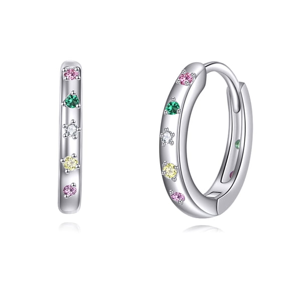 Small Hoop Earrings for Women 925 Sterling Silver Huggie jewelry Gifts (Colorful)