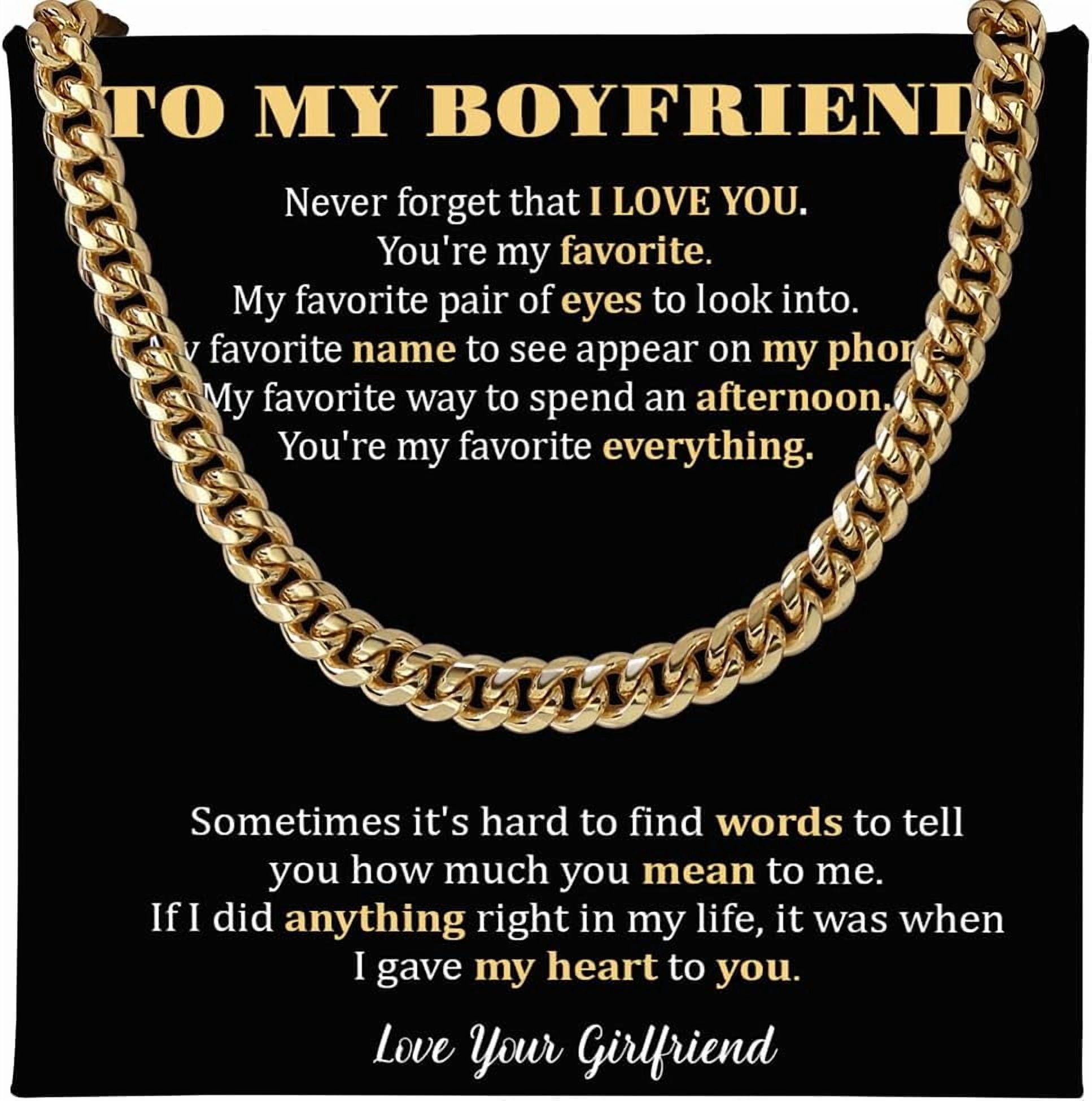 Promise Necklace For Him, Promise Necklace Gift For Boyfriend, Birthday Valentines Jewelry Gifts For Man, Husband Necklace From Wife, Cuban Chain Necklace, Anniversary Necklace For Boyfriend