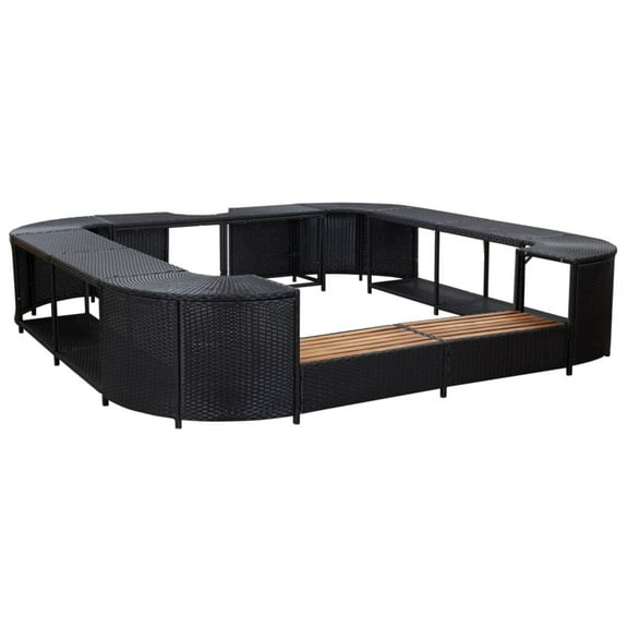 Casafoyer Square Spa Surround Black 105.5"x105.5"x21.7" Poly Rattan