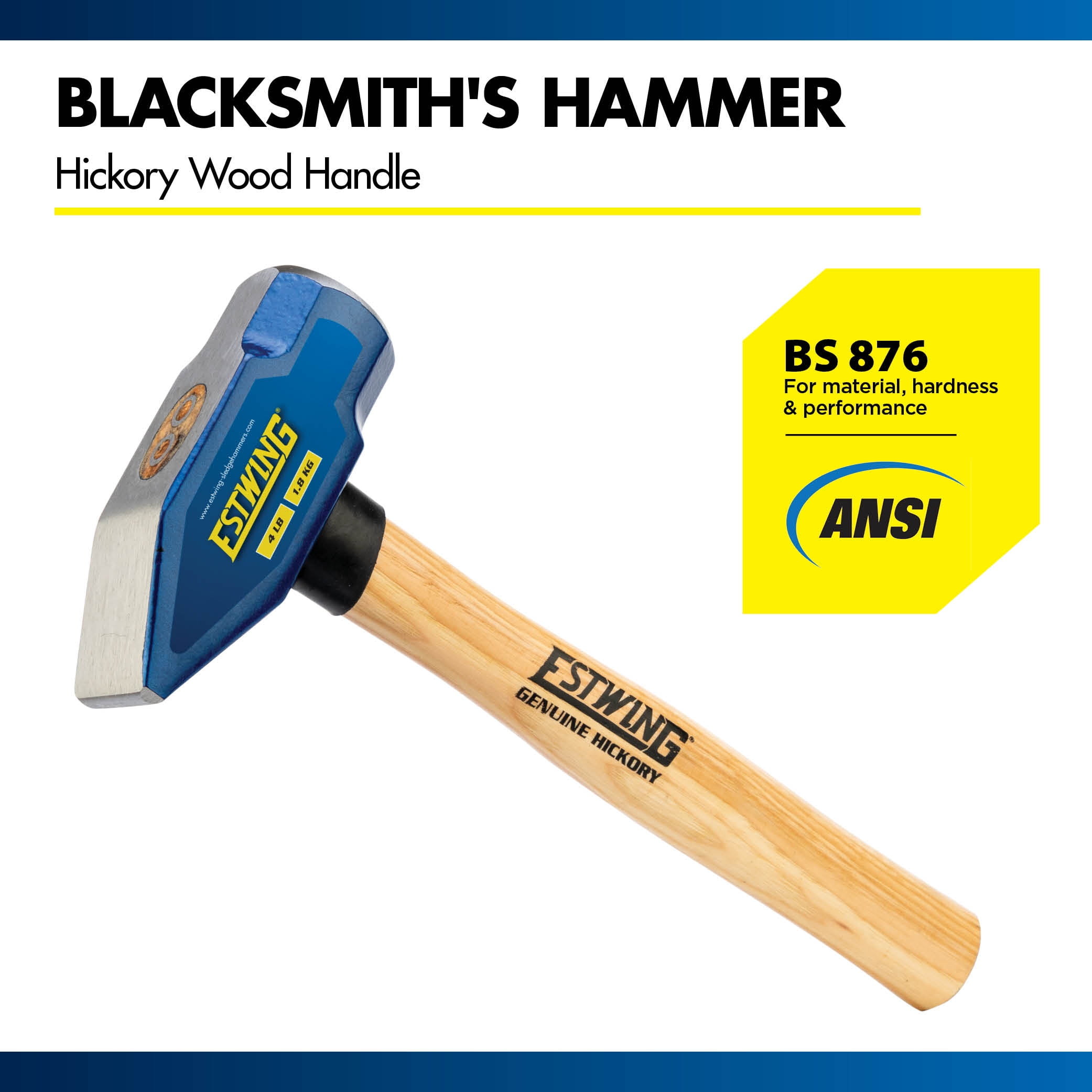 Estwing 4 lb Blacksmith Hammer with 14" Hickory Wood Handle