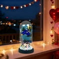 thumbnail image 5 of Dried Rose Bouquet 8.46x4.33x4.33in,Soap Flower Arrangement With Glass Dome And LED Lights For Home Decor And Romantic Birthday Gifts For Her(Dark Blue), 5 of 8