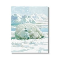Stupell Industries Polar Bears Cuddling Snowy Scene Animals & Insects Painting Gallery Wrapped Canvas Print Wall Art