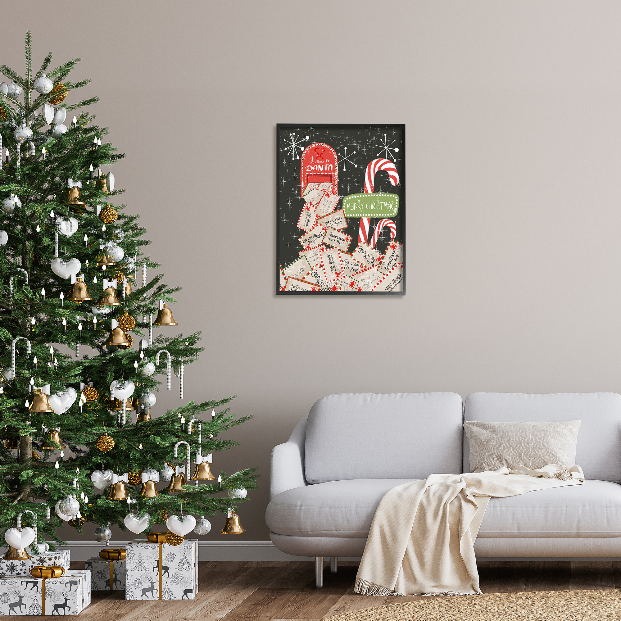 Stupell Industries Letters For Santa Mail Holiday Painting Black Framed Art Print Wall Art, 24 x 30