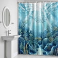 thumbnail image 6 of Summer Ocean Bathroom Shower Curtain, Nautical Watercolor Sea Coral Seaweed Fish Marine Life Waterproof Washable Soft Bath Curtain for Bathtub Decor with 12 Hooks&Grommet, 72x72 Inch, 6 of 9