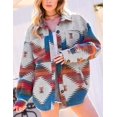 thumbnail image 3 of HSHDLDF Women's Aztec Denim Jacket Distressed Lapel Long Sleeve Vintage Button Down Denim Jacket Shacket, 3 of 6